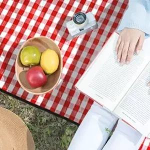 접이식 패브릭 돗자리 여행용 한강 매트 야외 소품 피크닉 소풍 텐트 방수 캠핑 체크_24514147