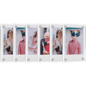 SUNZELGO 6팩 폴라로이드용 아크릴 인스탁스 미니용 프레임 양면 마그네틱 냉장고 선명한 후지필름 디스플레이 액자 미니 사진 2.36x3.54 자석