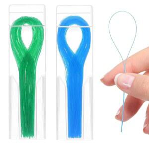 교정용 다리 치실용 치실 200개, 및 임플란트용 박스(블루 그린)