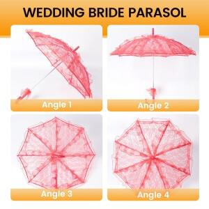 A578T- 레이스 파라솔 웨딩 플라워 신부 우산 레드