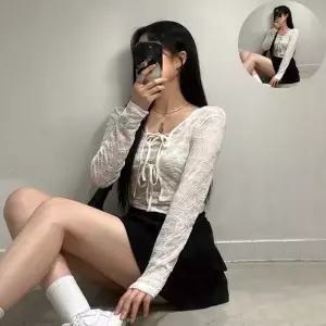 슬리브리스 시스루 레이스 리본 크롭 나시 티 가디건 투피스 세트