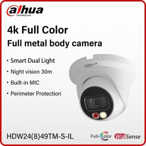 Dahua 야외 4MP 8MP 풀 컬러 터렛 네트워크 카메라 금속 바디 4K 보안 마이크 HDW2849TM-S-IL 방수