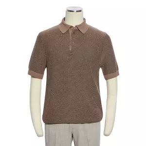 [롯데백화점]레노마 S/S 부클 스트라이프 카라넥 반팔 니트 RQFMKT64A