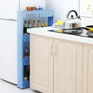 [생활] 4단 이동식 틈새선반 블루 바퀴달린 세탁기 냉장고옆