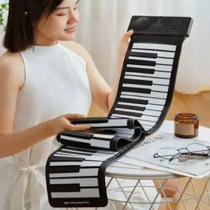 휴대용 핸드롤피아노 키보드 블루투스 롤 롤업 폴더블 소프트 접이식 롤피아노 이동식 선물