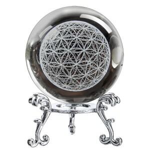 3D 레이저 새겨진 생활 꽃 크리스탈 공 문진 차크라 에너지 치유 그리드 글로브 영적 Fengshui 장식