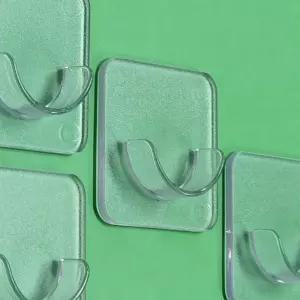 [제이커머스]커튼봉 후크 걸이 투명 브라켓 접착식 무타공 커튼걸이 수건걸이