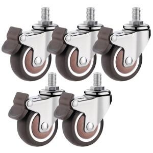 브레이크가  TPE 고무 캐스터 무소음 교체  침대 테이블 선반용 M8 M10 나사산 스템 회전 4 개