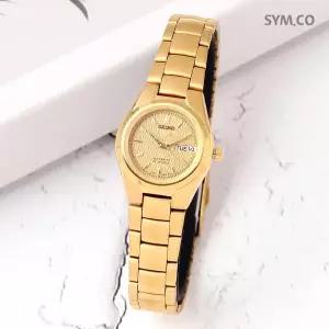 [세이코]5 SYMC18K1 오토매틱 골드톤 라운드 캐쥬얼 정장 여자 메탈 시계 d