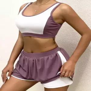 수피 여성용 수영복 단정한 스포티 반바지 비키니 나시 바캉스룩 비치웨어 JEN1