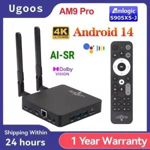 우고스 AM9 프로 TV 박스 안드로이드 14 암로직 S905x5 4GB 64GB WiFi BT5.3 1000M AI-SR 셋톱박스 플레이