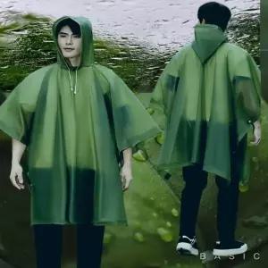 남녀공용 판초우비 경량 레인코트 방수 통기성 우중산책 캠핑 골프 카키