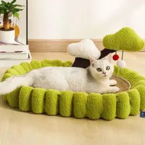딩동펫 고양이 스크래쳐 침대 휴식 생활 용품 부클 그린랜드