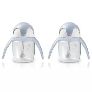 유미 유아컵 펭귄 빨대컵 휴대용 물컵 240ml 블루
