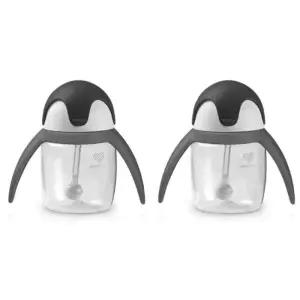 유미 유아컵 펭귄 빨대컵 어린이집 준비 240ml 그레이