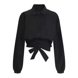 [하프클럽/샵앤]여성 카라 가오리 밑단리본 루즈핏 면100 블라우스 EGG-WBL-2077