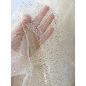 반짝이원단 절묘한 부드러운 샴페인 얇은 명주 그물 골드 도트 글리터 신부 베일 새장 꽃 웨딩 부케 투투투용 5 야드