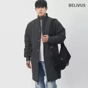 [빌리버스]빌리버스 남성 반하이넥 스트링 자켓 데일리 레이어드 롱 퀼팅 코트 BGC007