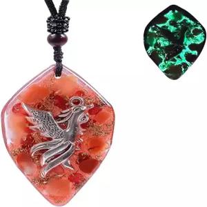 데이 업 피닉스 라이징 목걸이가 어두운 펜던트 오르곤 펜던트에 빛나는 구리 천상 차크라 스톤 럭키 참