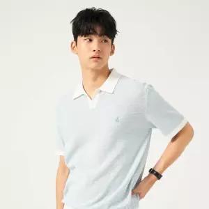 [백화점 정품] 25FW 투톤 오픈칼라넥 니트 - 스카이블루 (BC5751C14Q)