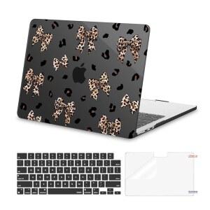 맥북 에어 13인치 케이스 2026 2025 2024-2022 M4 A3240 M3 A311 M2 A2681 호피무늬 레오파드 보크노트 플라스틱 하드 쉘 & 키보드 스킨 스크린 필름 13.6인치 블랙
