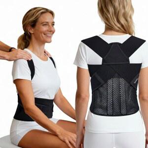 여성 및 남성을 위한 풀백 교정기 u2013 시스템 와이드 소프트 스트랩, 메시, 슬루칭을 조절 가능한 지지대, 둥근 어깨 상부