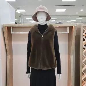 [하프클럽/해리앤]해리앤 DP01 인조밍크 퍼 후드 집업 베스트 YQWP6102