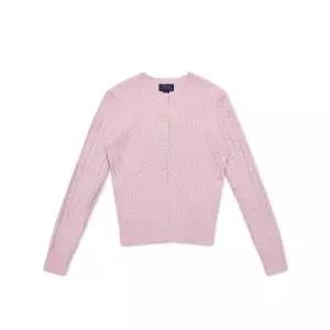 폴로 칠드런 여아 7-16세 미니케이블 코튼 카디건 핑크 FB854665