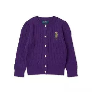 폴로 칠드런 여아 2-7세 베어 미니 케이블 코튼 카디건-퍼플 FB854552