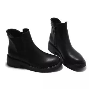 갤러리아 세라 여성 소가죽 컴포트 미들 첼시 청키 통부츠 TCA23403 검정 3CM