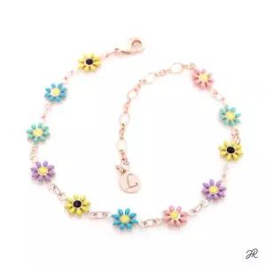 14KGP 컬러 데이지 꽃 로즈골드 체인 패션 팔찌