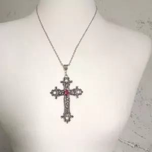 [골드스마일]대형 큐빅 십자가 펜던트 목걸이 심플 포인트 스타일