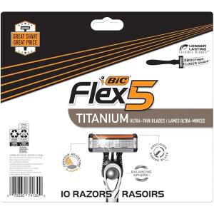 BIC FLEX 5 남성용 일회용 면도기, 세트 위한 밀착된 면도기 민감한 부드럽고 피부 10피스 편안하며 면도를