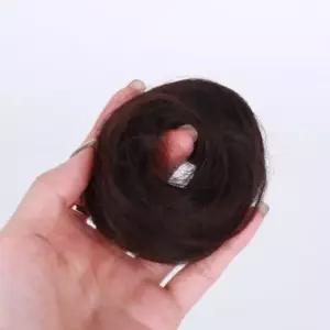 [반려] 똥머리 올림머리 가발 머리끈 자연갈색