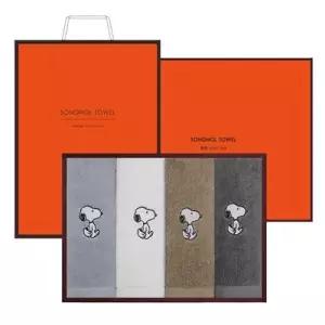 [아트박스]/송월타월 송월 스누피 리버 140g 고급면 30수 4매 선물세트+쇼핑백 기념수건 답례품