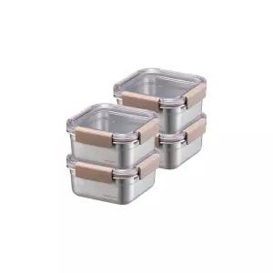 [4P]  스텐 모듈러 정사각 700ML 4개 구성