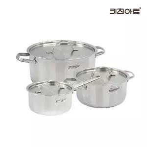 [키친아트] 그랑제 통3중 인덕션가능 스텐레스 냄비세트 3종A(편16+양18+24)..