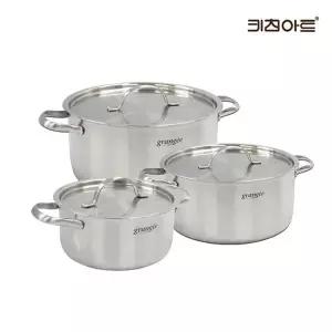 [키친아트] 그랑제 통3중 인덕션가능 스텐레스 냄비세트 3종F(양수18+20+24)..