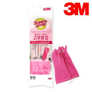 3M 스카치브라이트 황토 숯 고무 장갑 고리형 중형 설거지 주방 다용도 청소