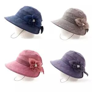 [마메든]리본 코사지 와이어 벙거지 4color 엄마 부인 중년여성 할머니 여름 챙모자/OM-B5008