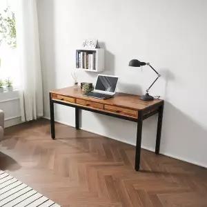 [우아미가구]아르떼 멀바우 원목 스틸 1200 책상