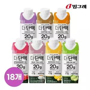 빙그레 더단백 드링크 7종 250ml 18팩 (초코/커피/카라멜/바나나/딸기/밀크티/멜론)