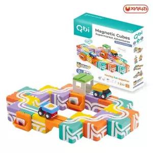 [자석나라] Qbi 자석블럭 (슈퍼마켓) 자동차 도로놀이 레이싱