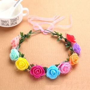 9송이 9색상 화관 머리띠 머리화환 꽃밴드 T 0428 9 화동 용 꽃머리띠 플라워머리띠 파티