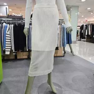 시슬리/애플아울렛/투명사 배색 주름 롱 스커트 SAKS01411