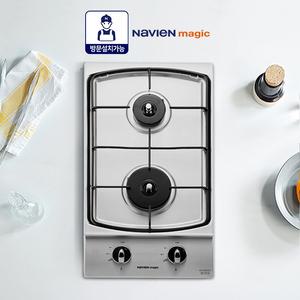 나비앤매직 2구 빌트인 매립형 가스쿡탑 가스레인지 타공265X485 