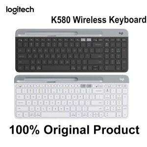 Logitech K580 무선 키보드 휴대용 오리지널 멀티 장치 2.4G Bluetooth 통합 듀얼 모드 휴대용 PC 태블릿 전화