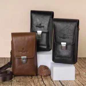 아빠 허리띠고정 핸드폰넣은 미니 가죽가방 전화기 현장