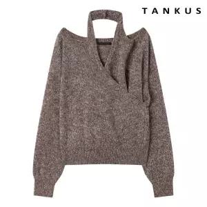 [롯데백화점]탱커스 홀터넥 숄더 트임 랩 스타일 긴팔 니트 (TX4KP020L0)