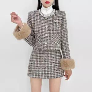 금찌 에바 소매퍼 트위드 자켓 스커트 세트 JK7534S